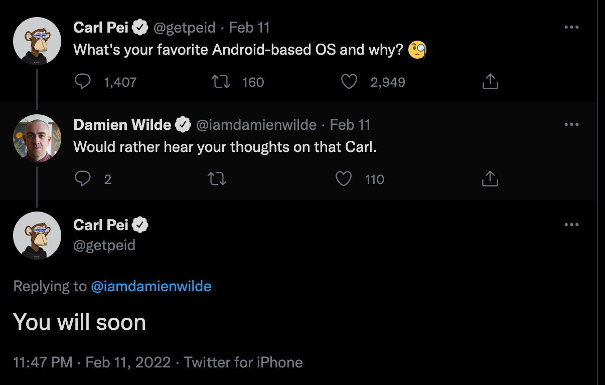 Carl Pei Android OS tweet