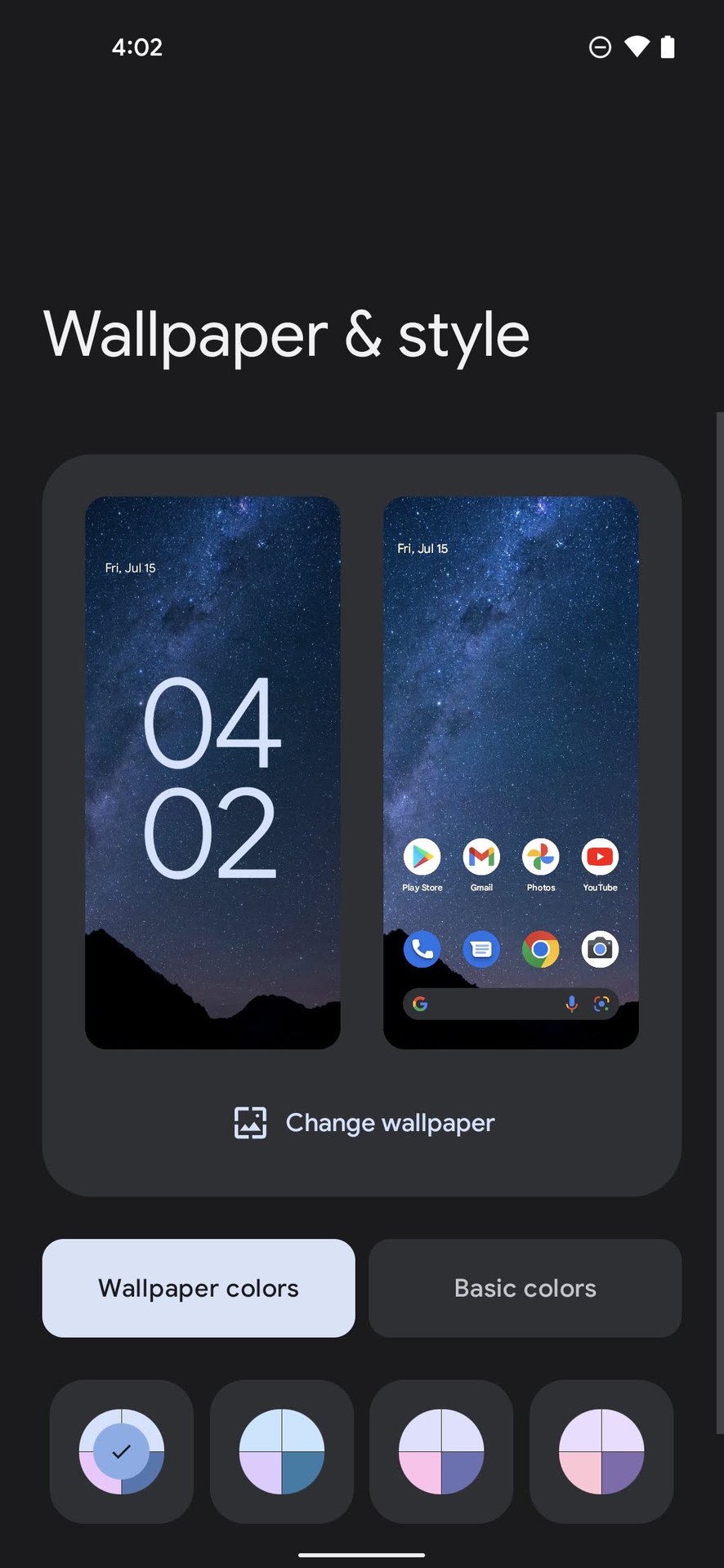 Change wallpaper on Android 12 Pixel 4a 5G 2