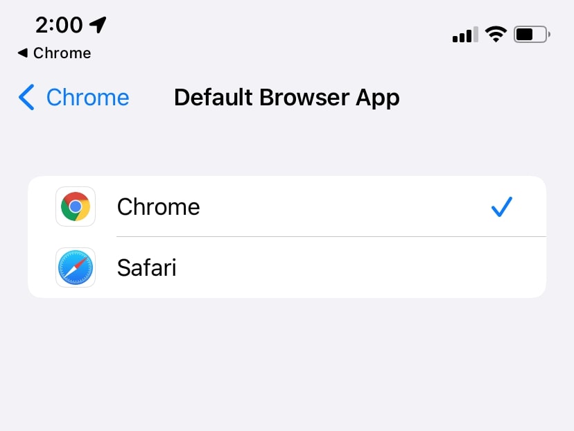 Chrome default iOS