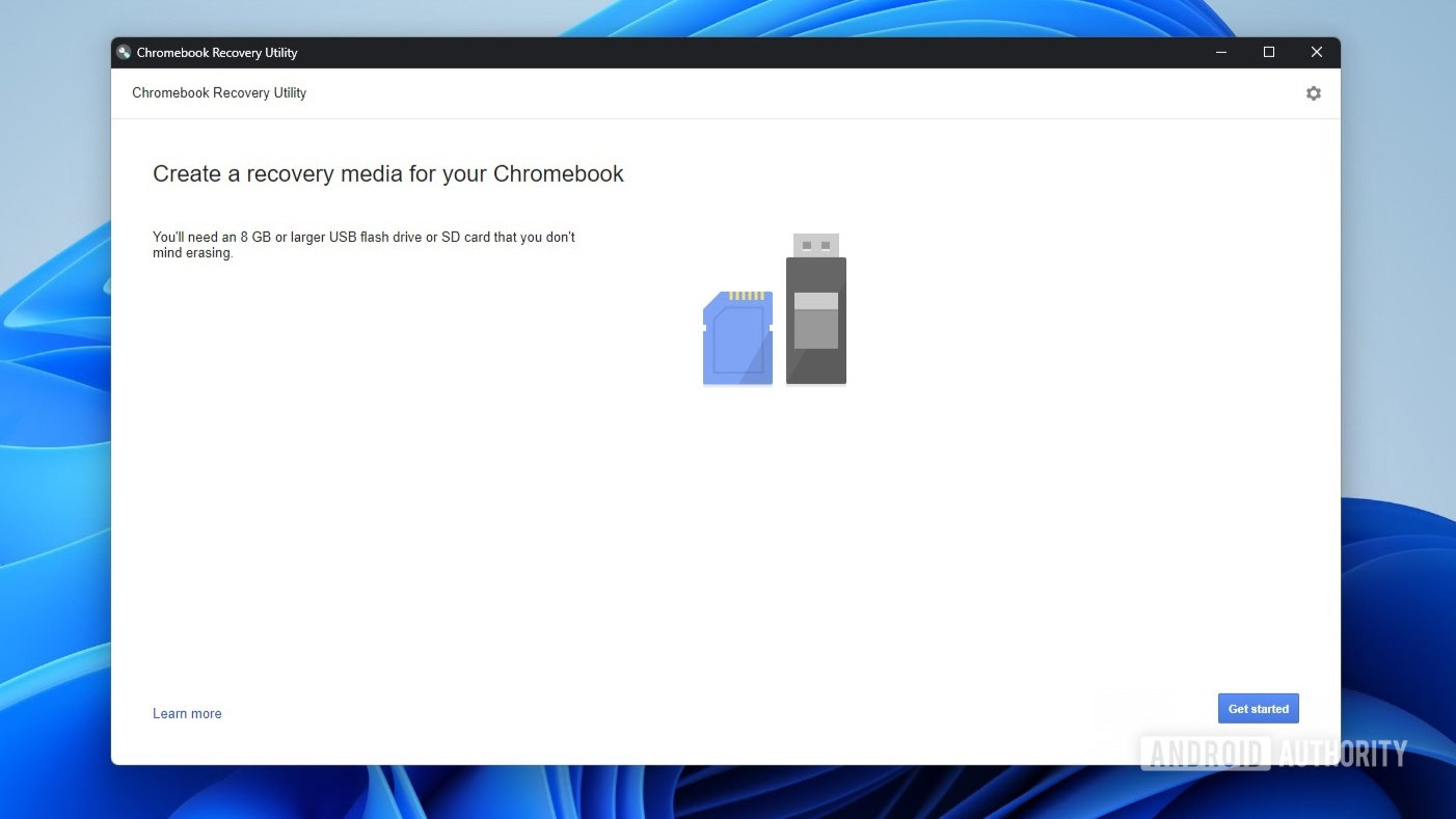 Comenzar la Utilidad de recuperación de Chromebook