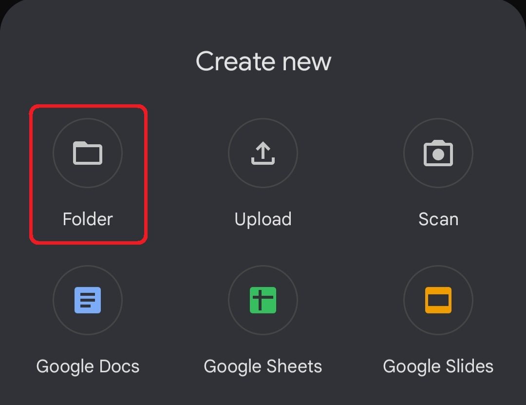 Create new folder mobile