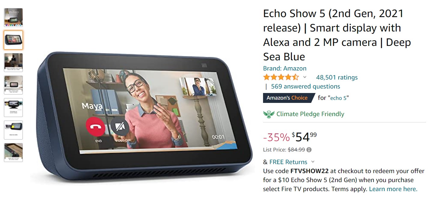 Echo Show 5 2nd Gen Amazon Deal