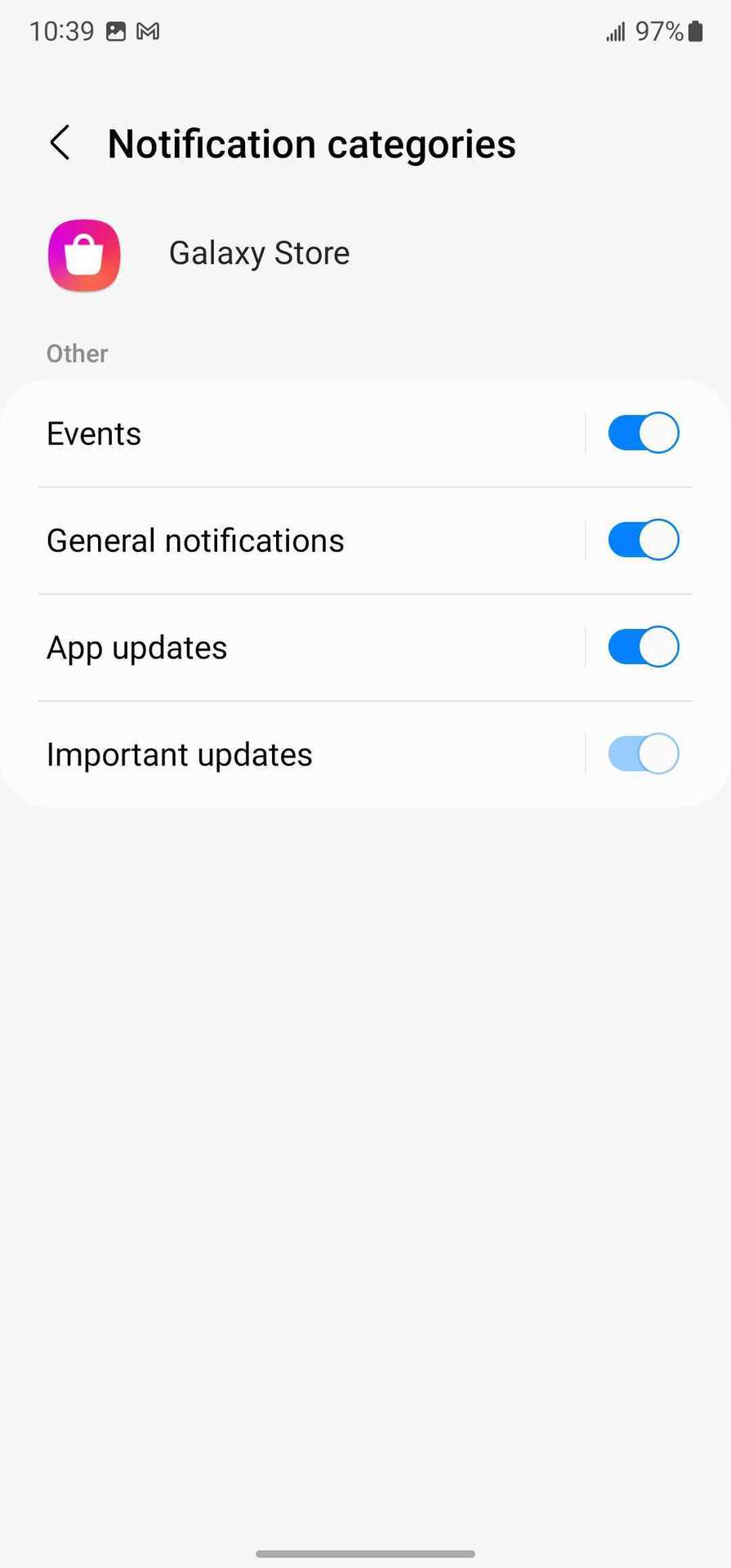 Galaxy Store settings for turning off ads 4