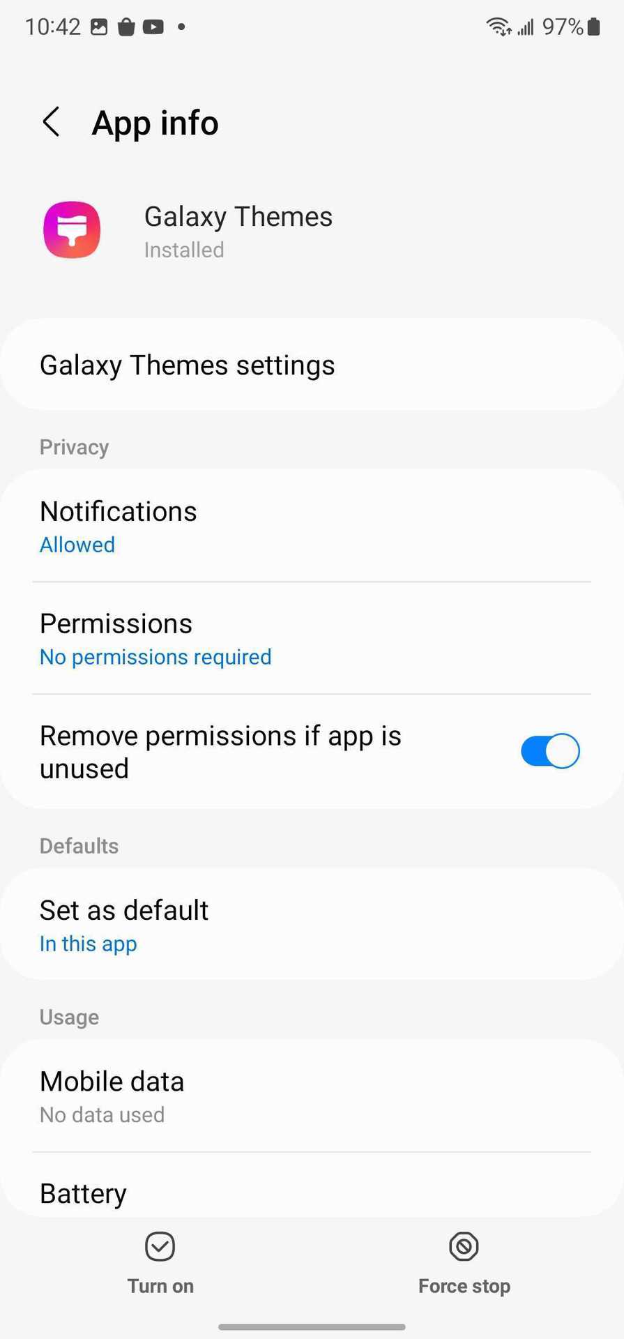 Galaxy Themes settings for turning off ads 2