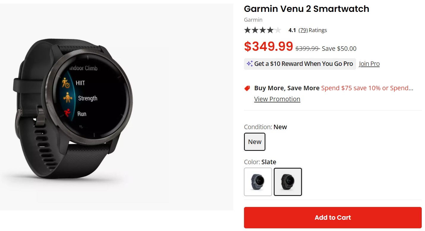 Garmin Venu 2 Smartwatch Game Stop Deal