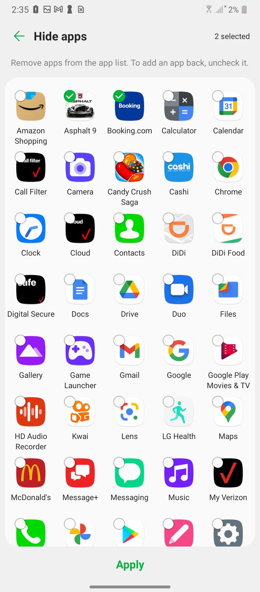 Hide apps on LG Wing Method 2 2