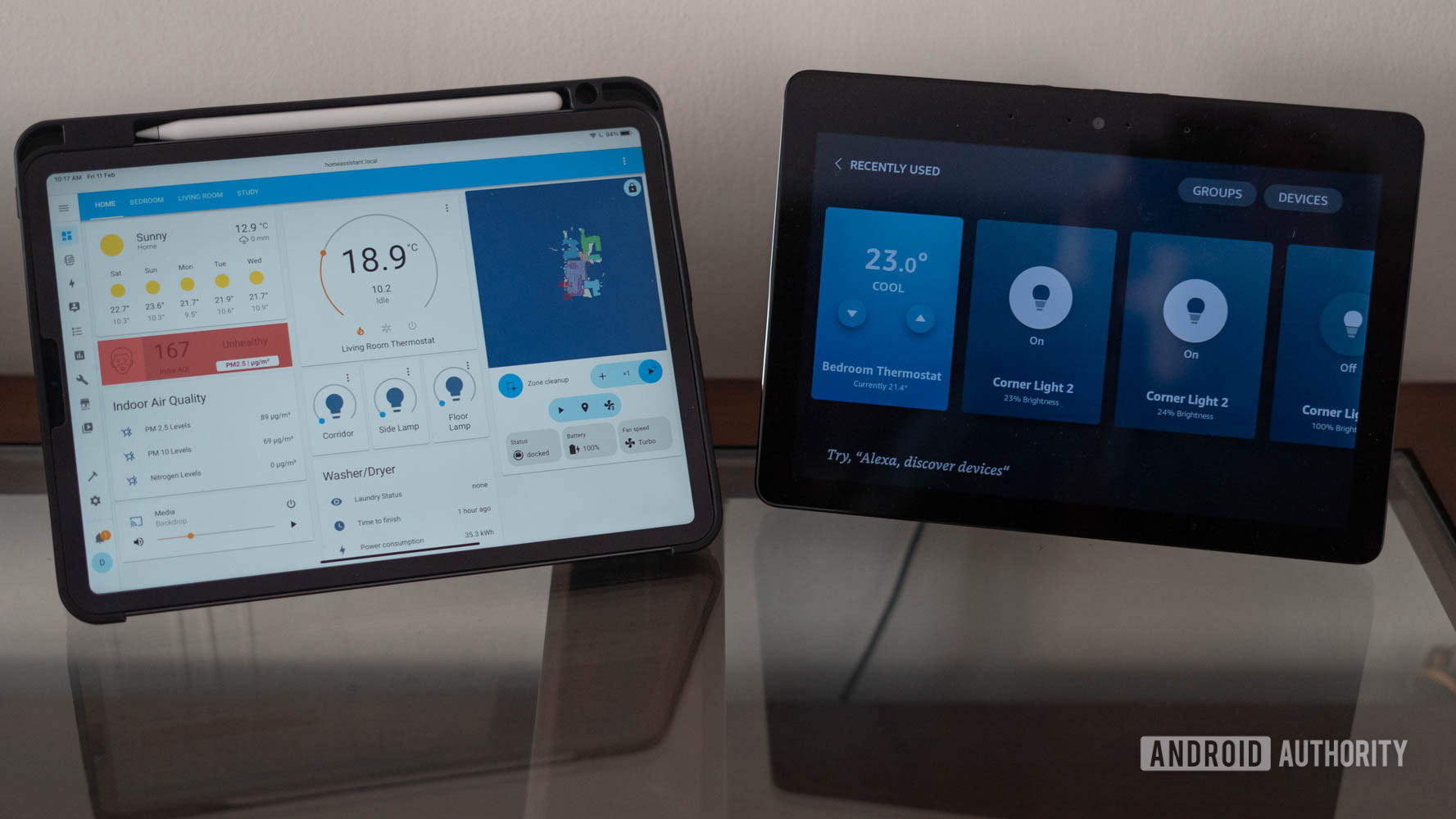 Home Assistant next to an Echo Show
