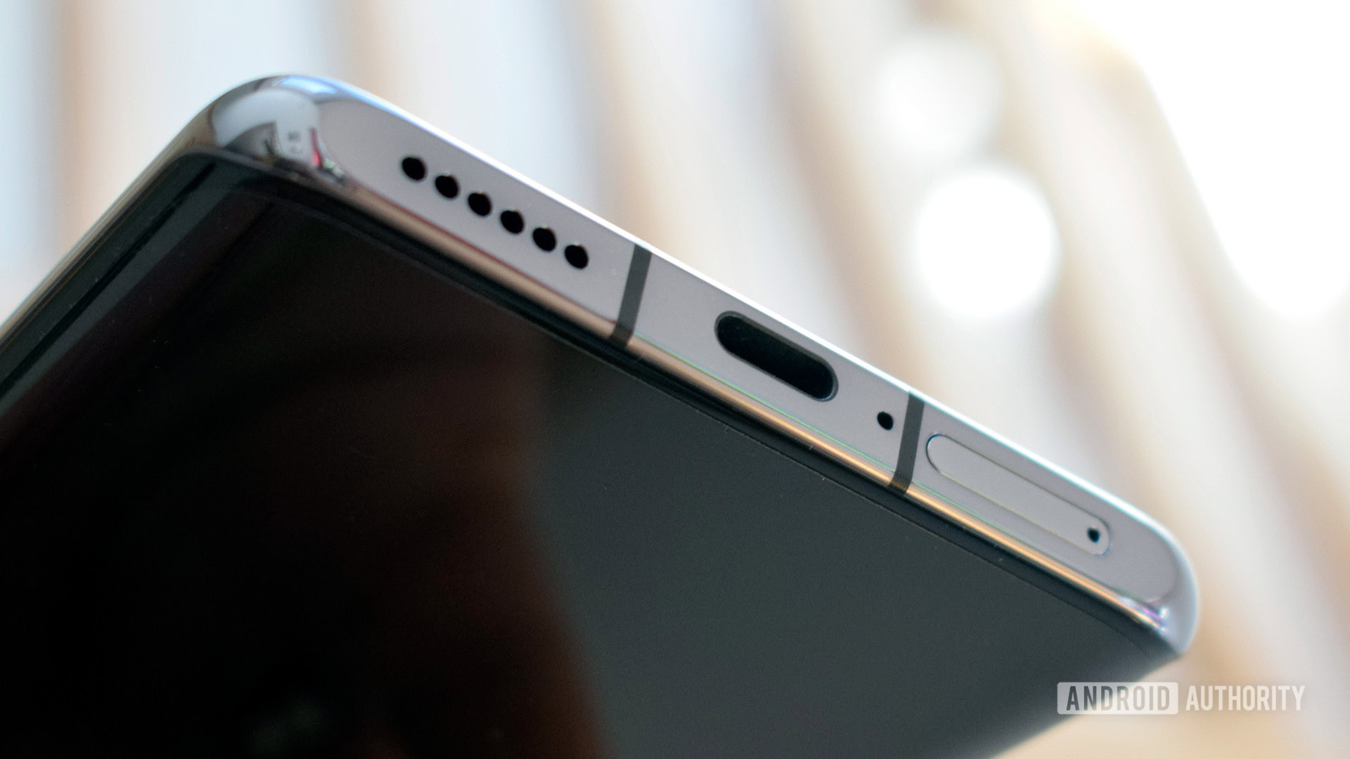 Huawei P50 Pro USB-C port and speakers up close