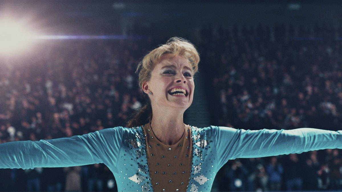 Margot Robbie skating as Tonya Harding in I, Tonya — movies like Pam and Tommy