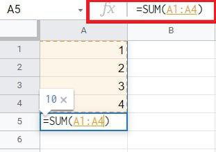 Input SUM values