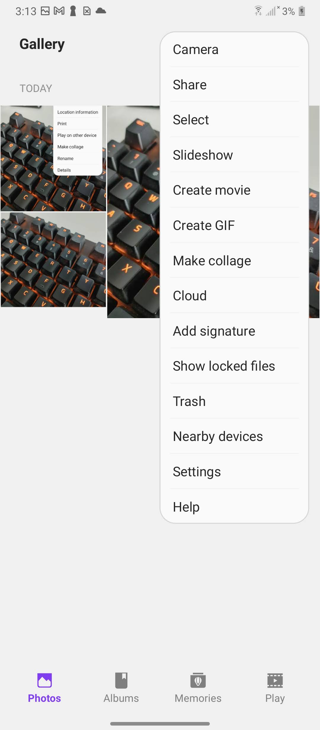 Lock files on LG Gallery app 3