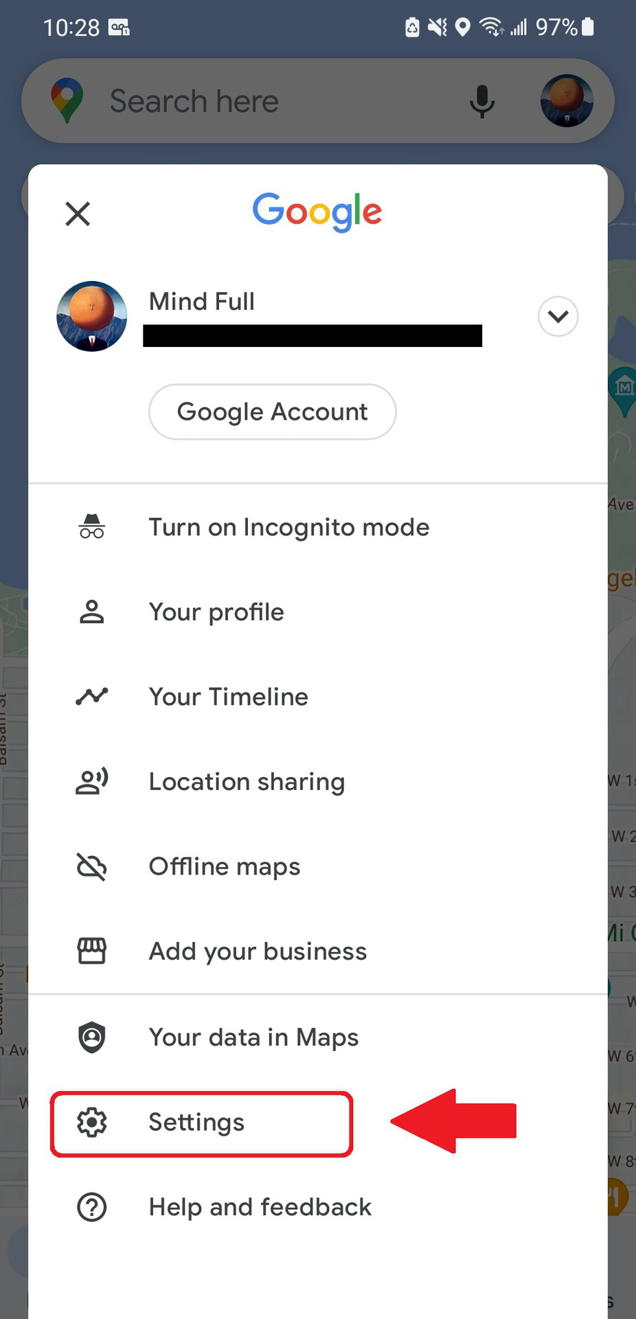 Maps Account Settings