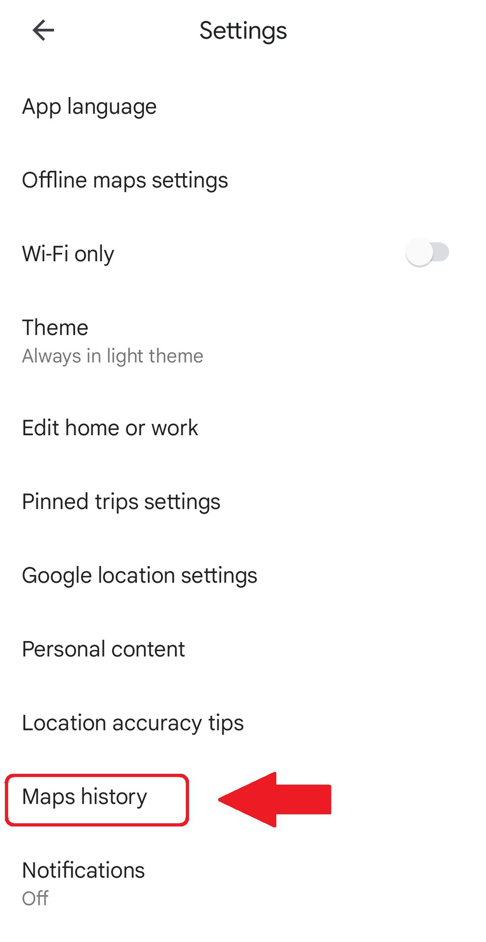 Maps Settings