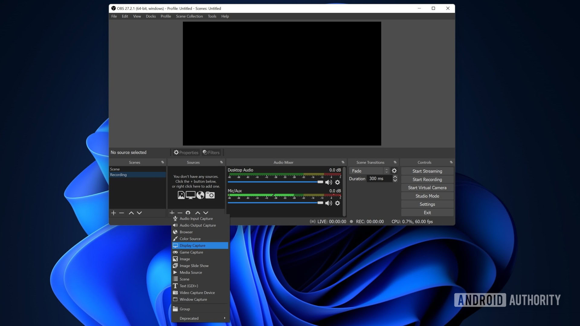 OBS Studio screen add source