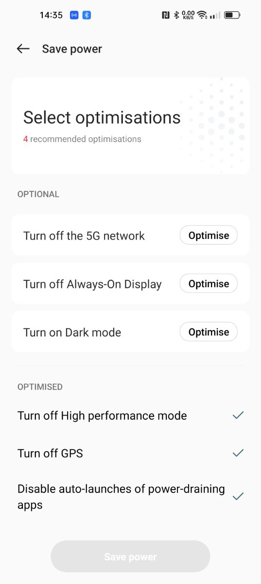OPPO Find X5 Pro battery optimization screenshot