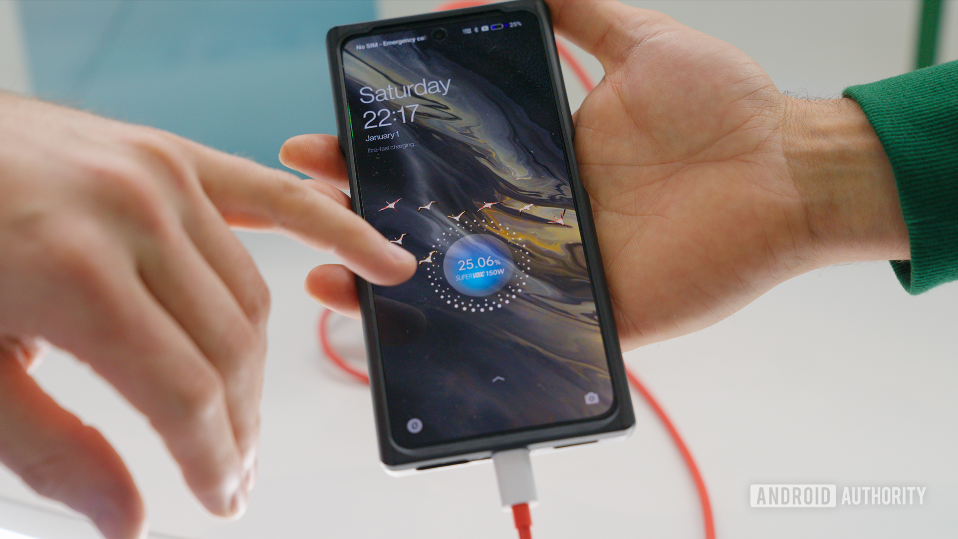 Oppo is charging the phone using SuperVOOC.