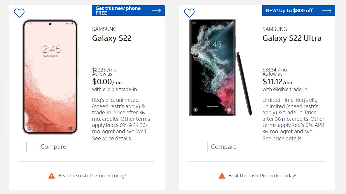 Samsung Galaxy S22 AT&T Deals