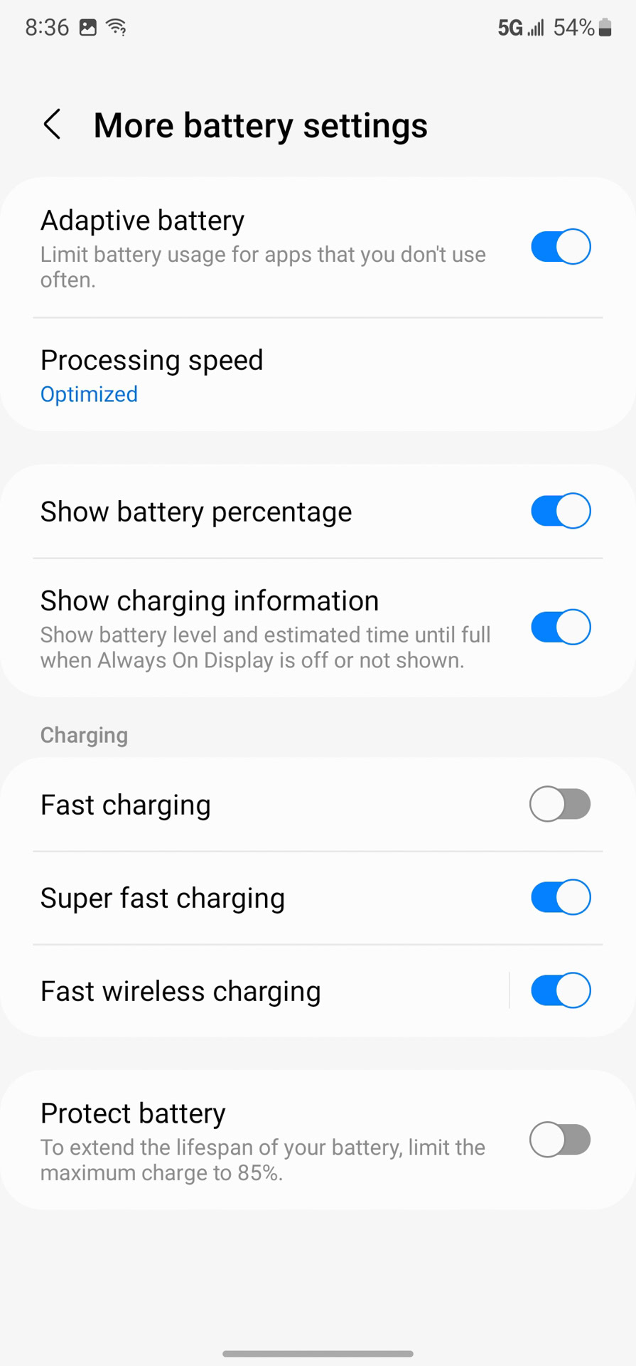 Samsung Galaxy S22 Ultra battery settings