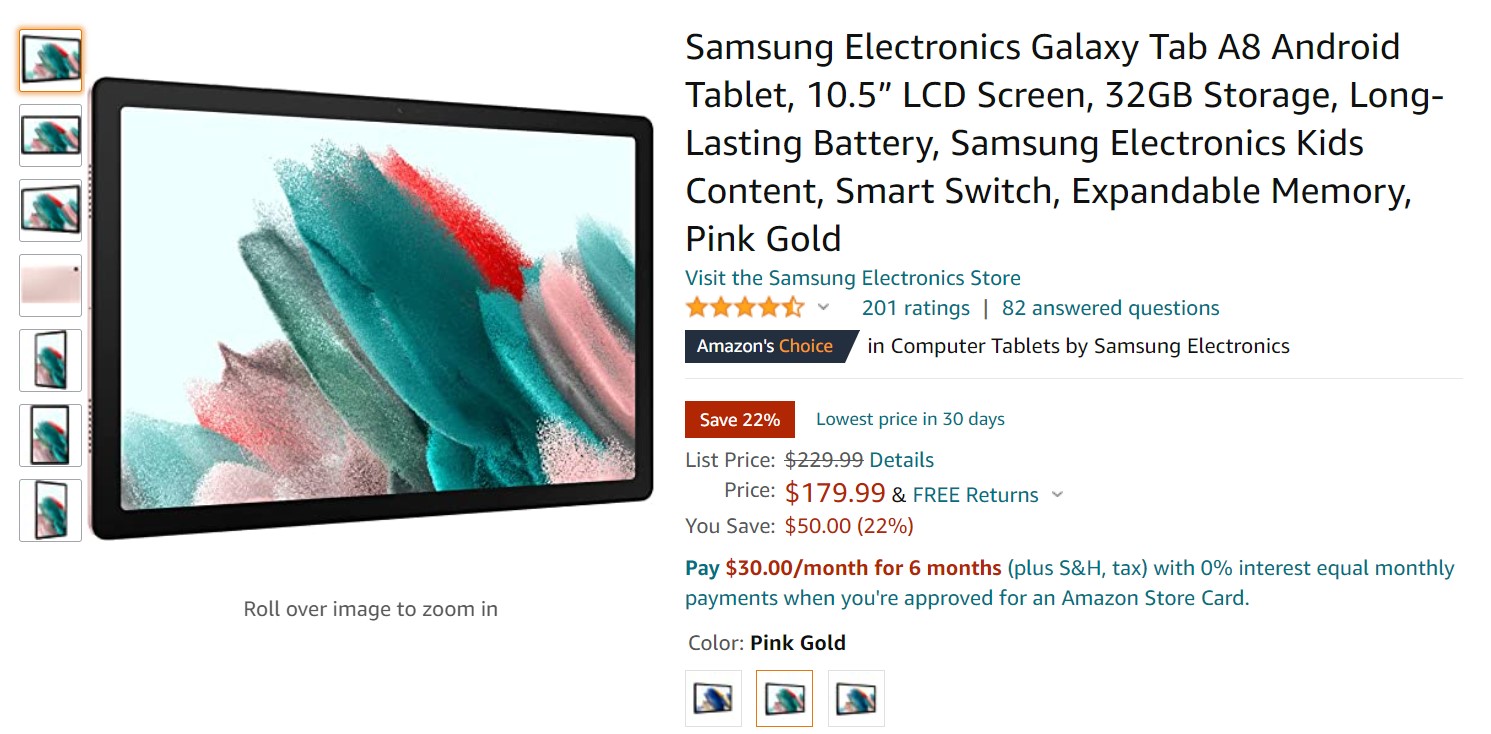 Samsung Galaxy Tab A8 Amazon Deal 1