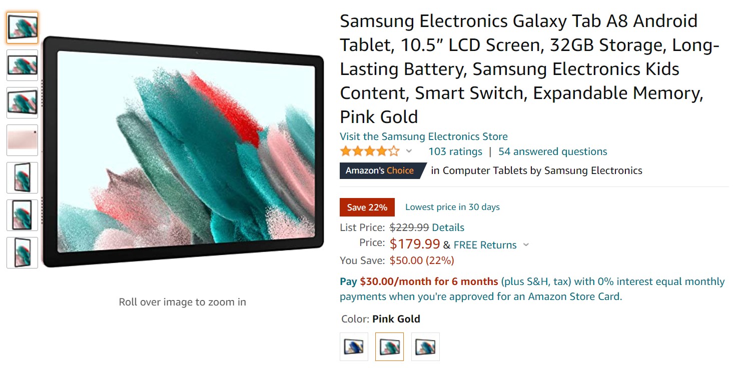 Samsung Galaxy Tab A8 Amazon Deal