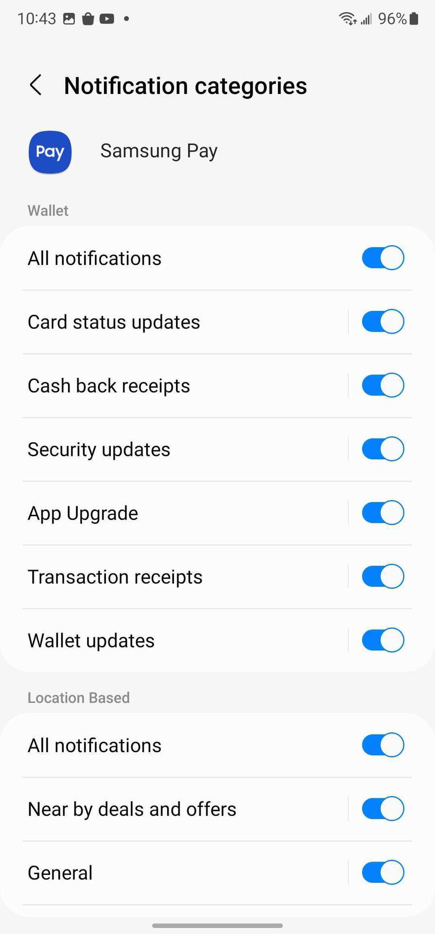 Samsung Pay settings for turning off ads 4