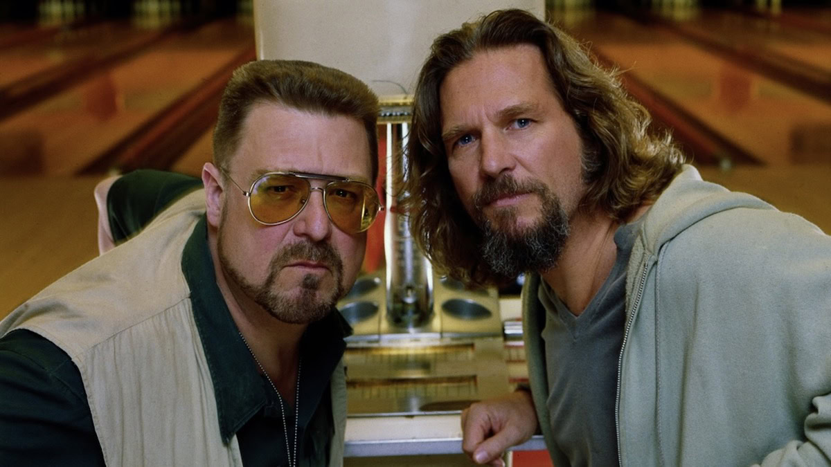 Jeff Bridges and John Goodman face the camera in The Big Lebowski — movies like Pam and Tommy