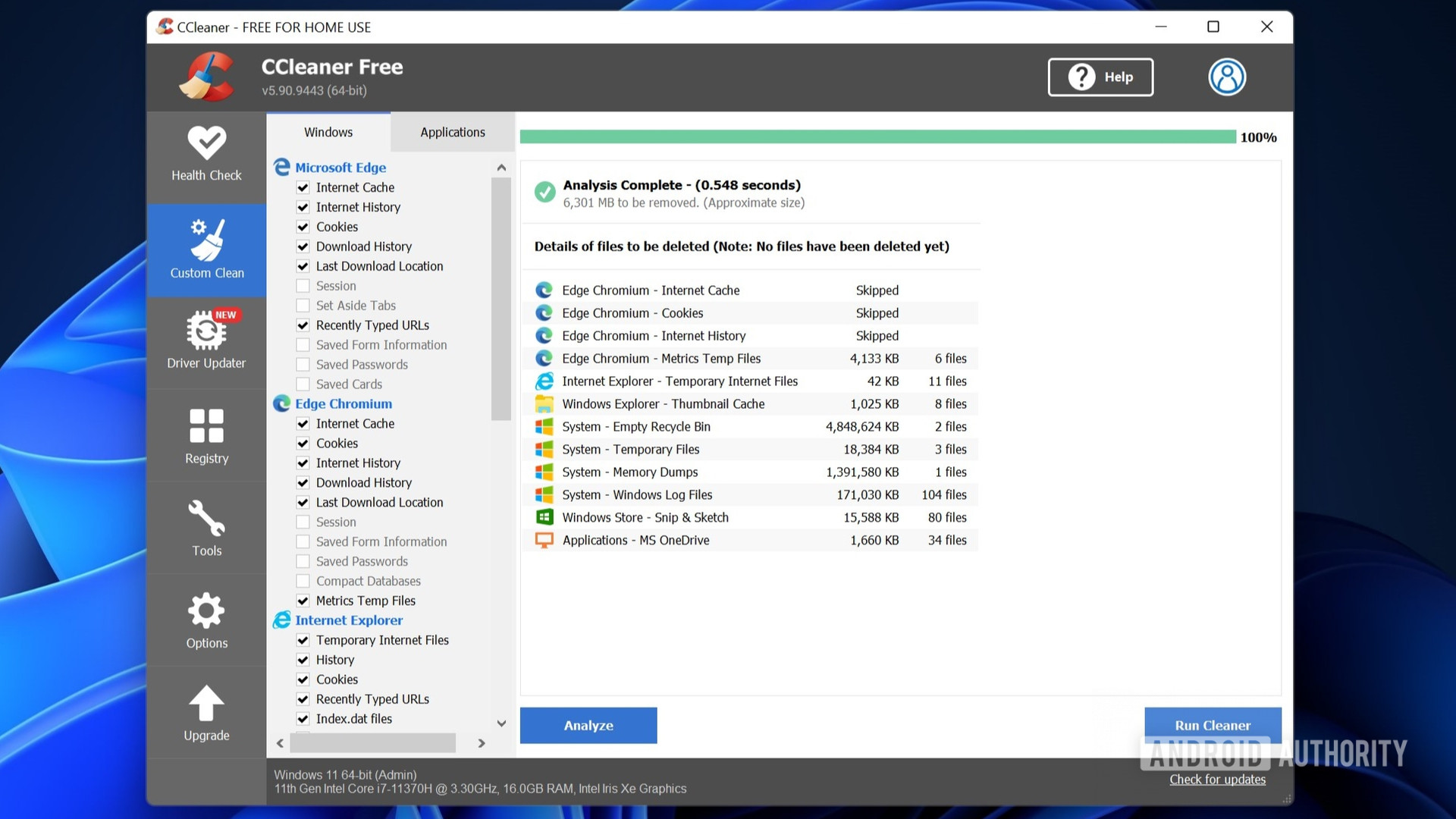 Windows 11 clear cache CCleaner