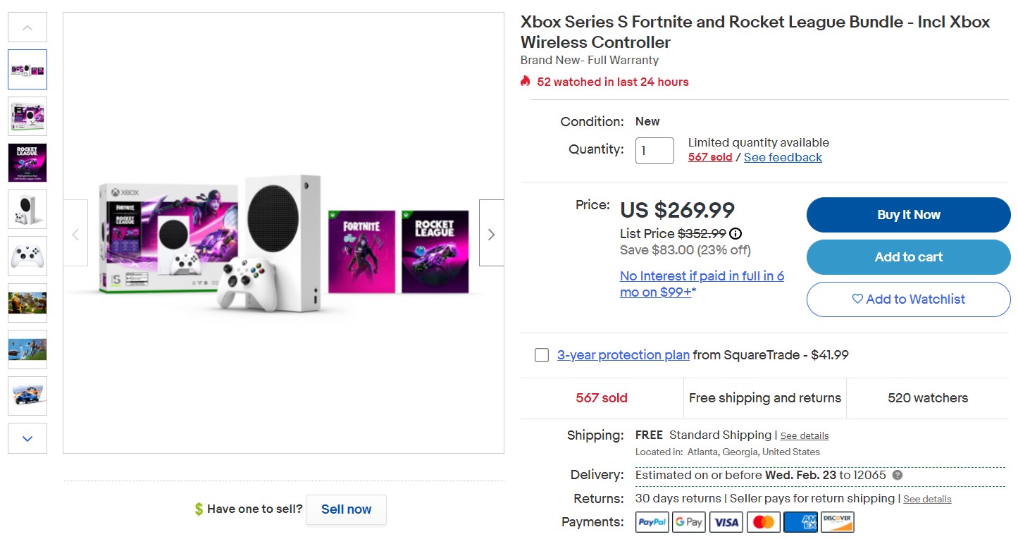 Xbox Series S Fortnite and Rocket League Bundle Ebay Deal