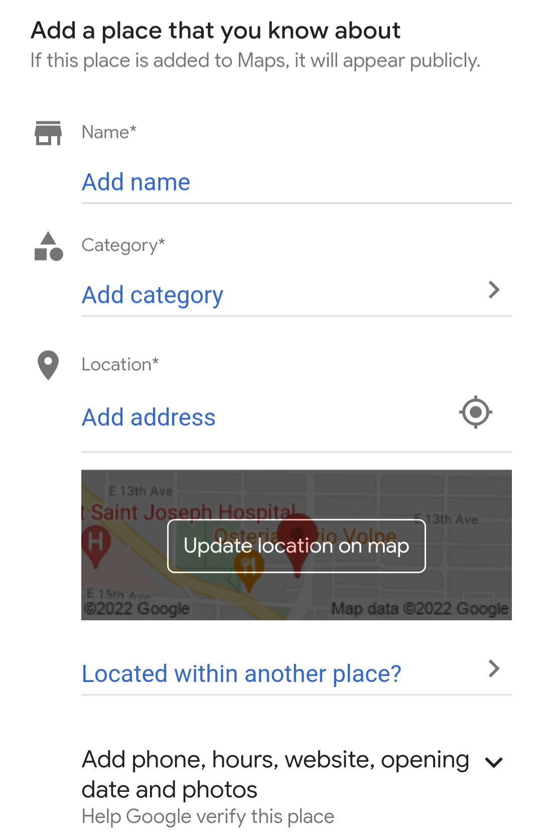 add place details