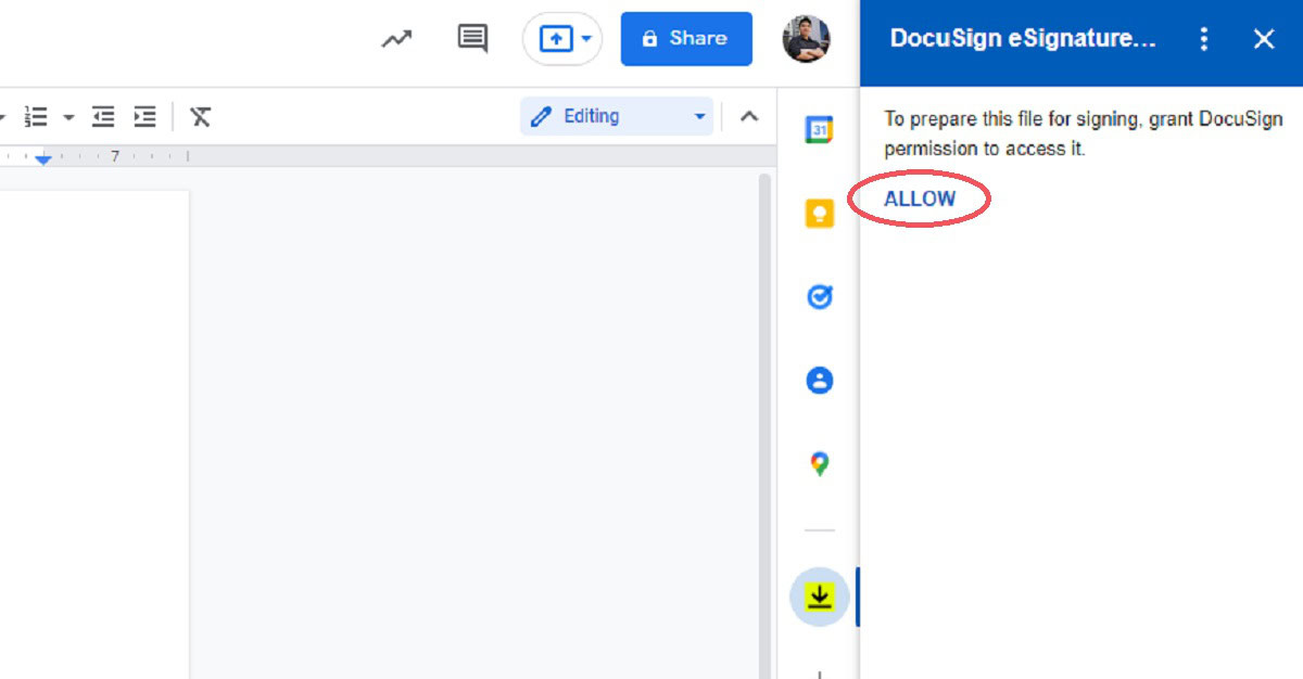 allow docusign to access