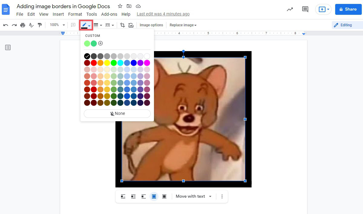 change border color for image in google docs