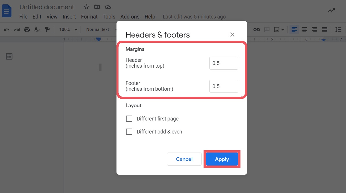 change your header and footer margins
