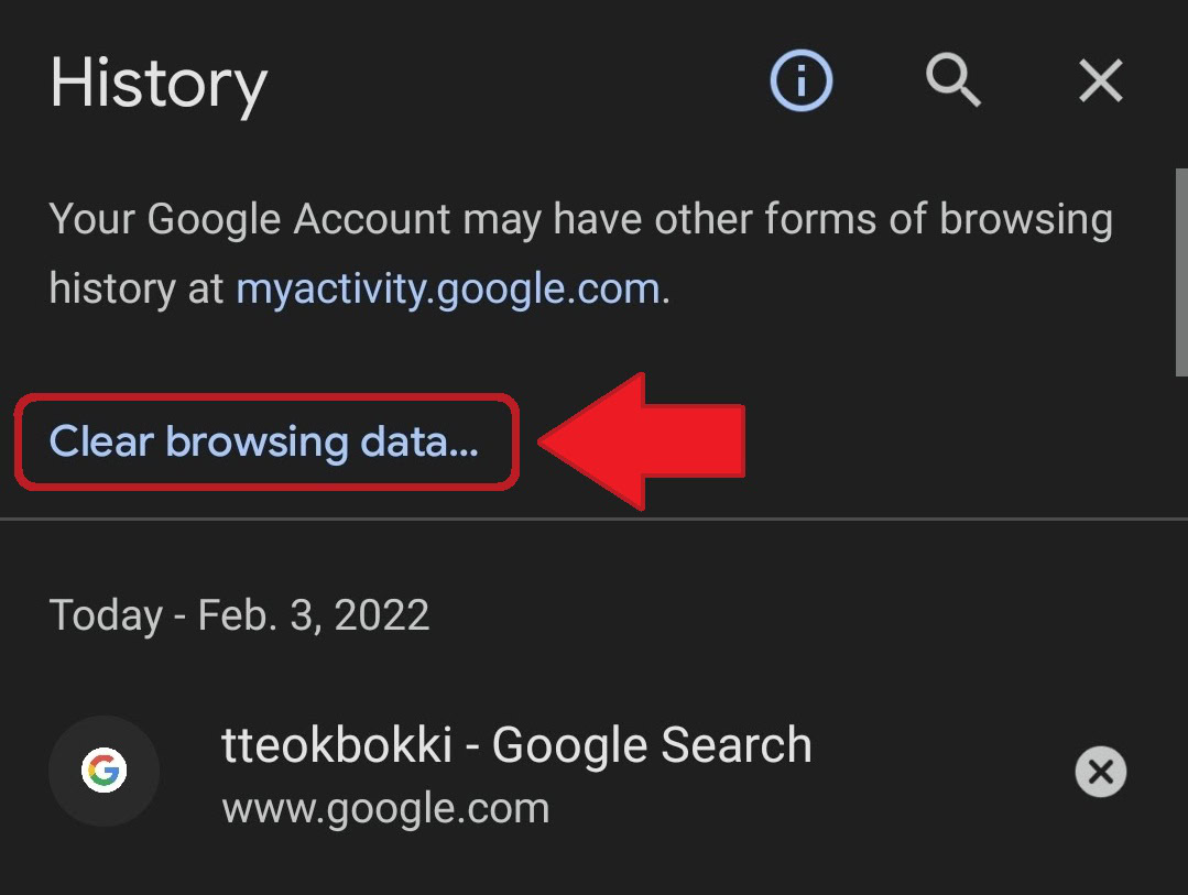 chrome history clear browsing data