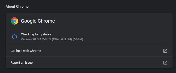 chrome windows checking update