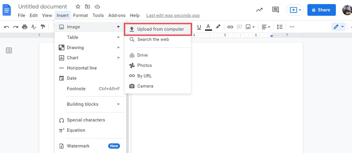 click the option that says upload from computer