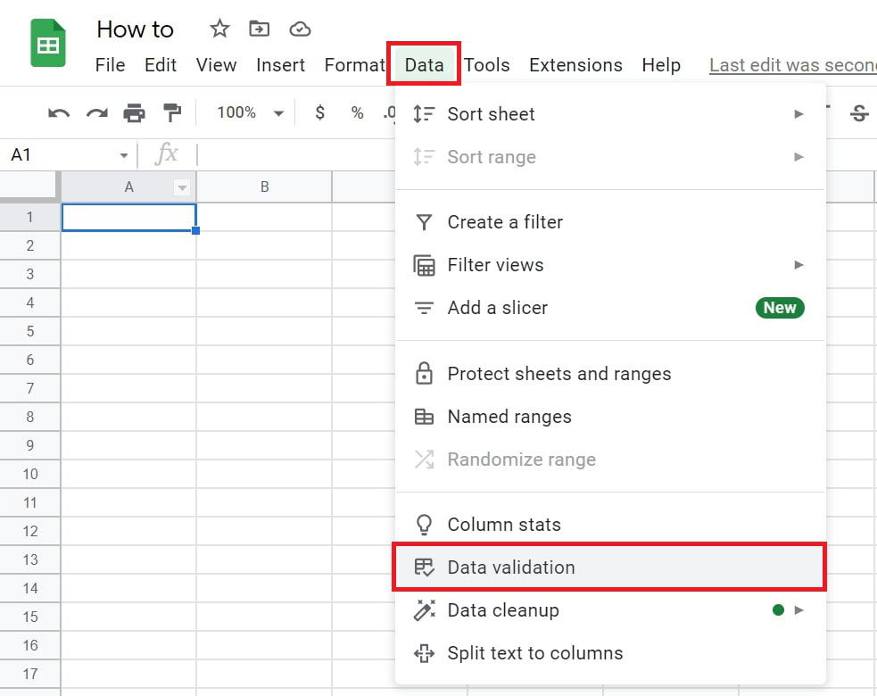 data validation google sheets