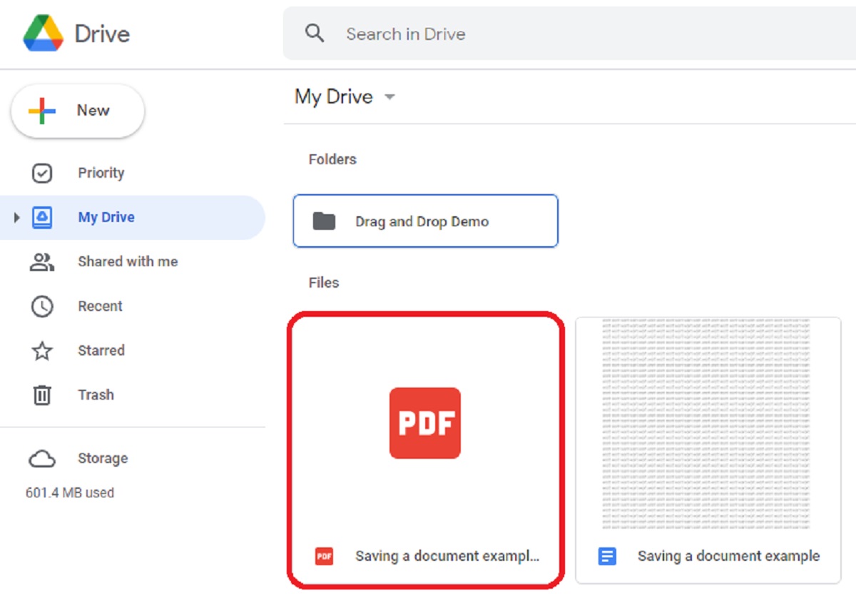 final result of pdf uploaded on google drive