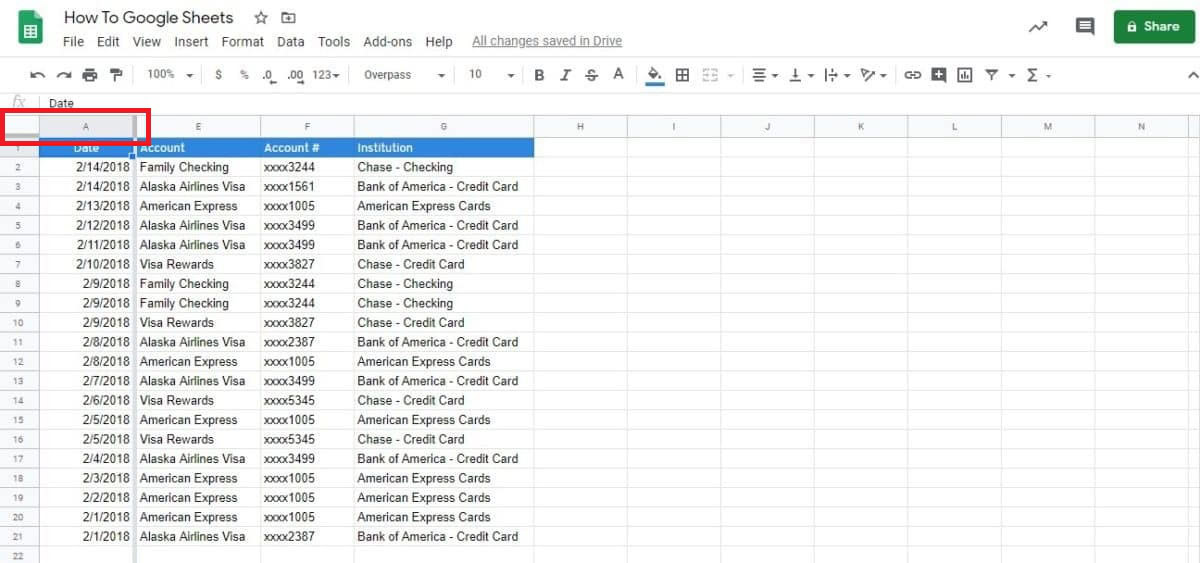 freeze column google sheets