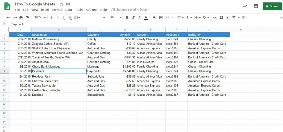 frozen row example