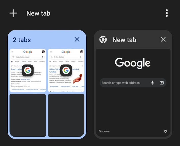 group tabs on mobile