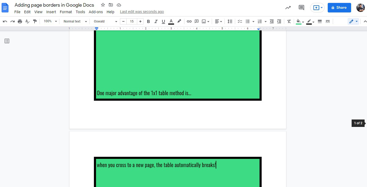 new table border in google docs