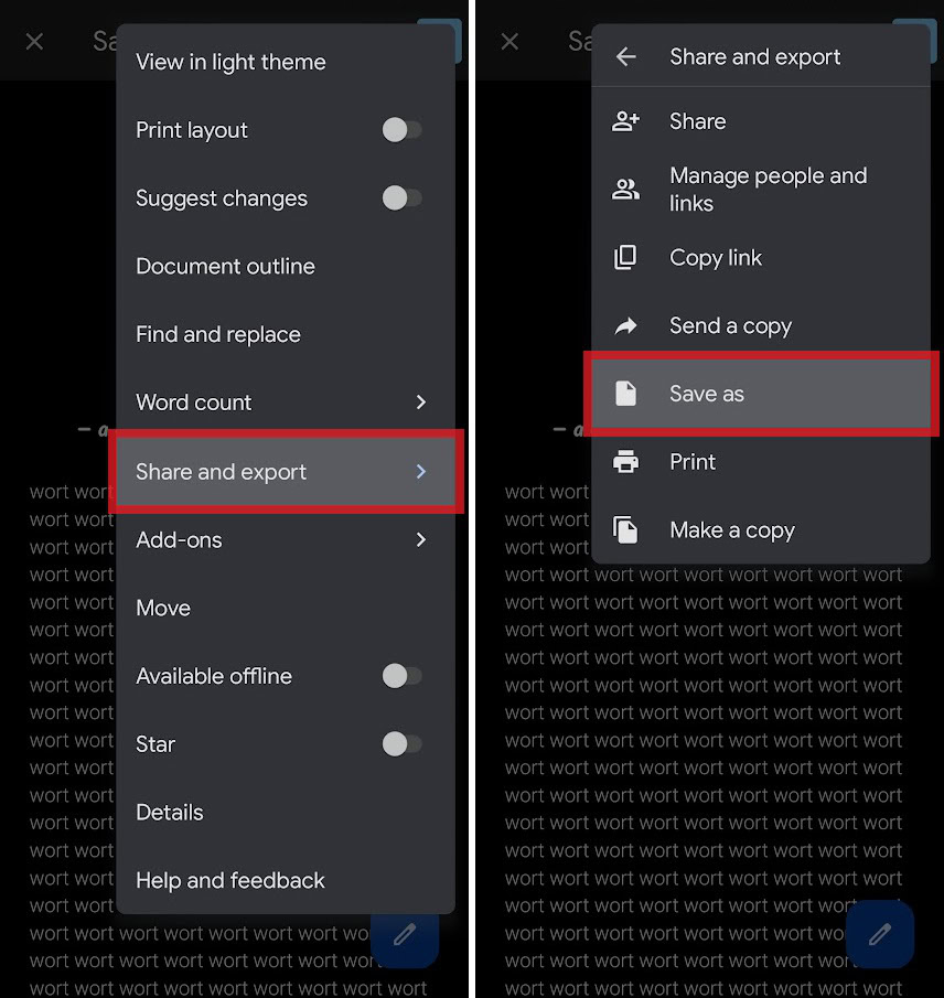 next click share and export and then save as to proceed