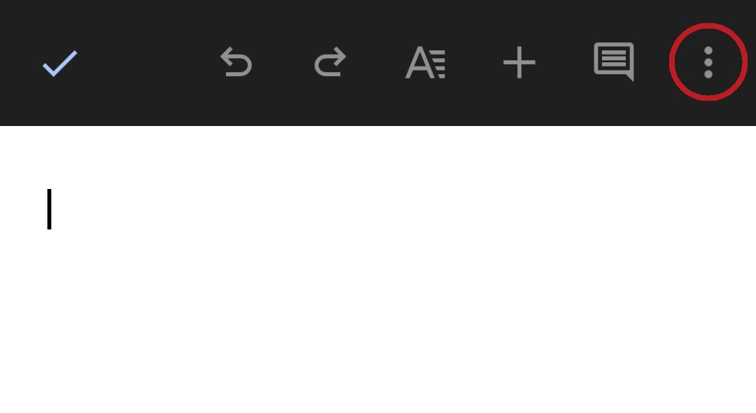 press the three dot button in the top right corner of the google docs app