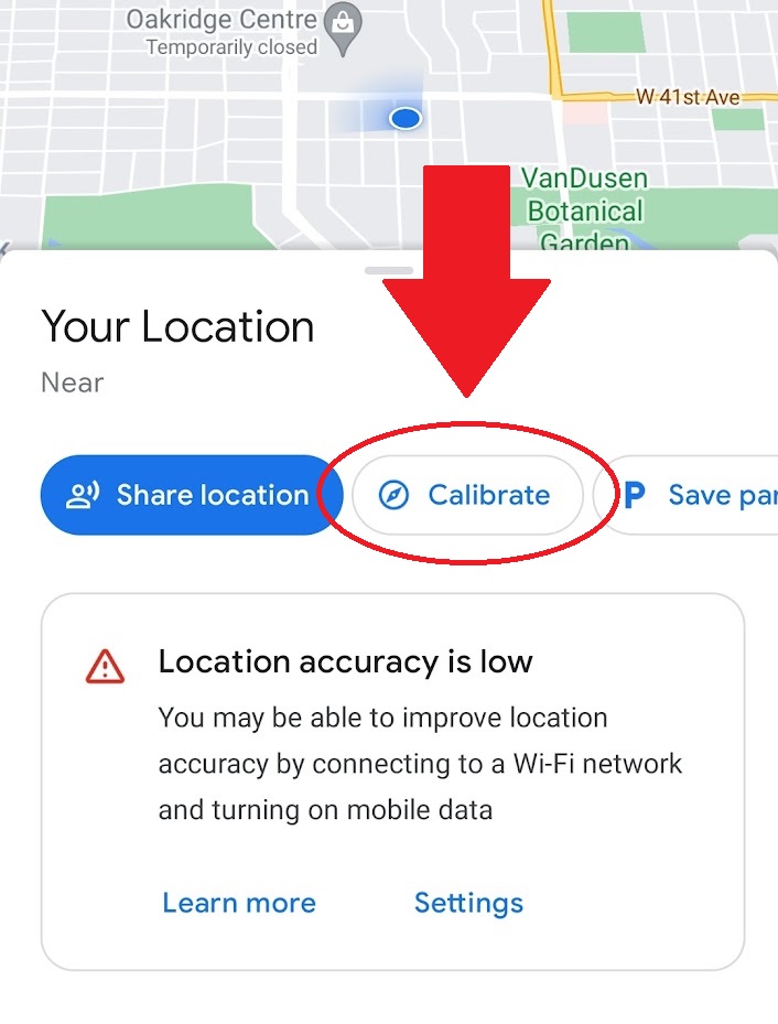 ricalibrare la bussola di Google Maps passo 2