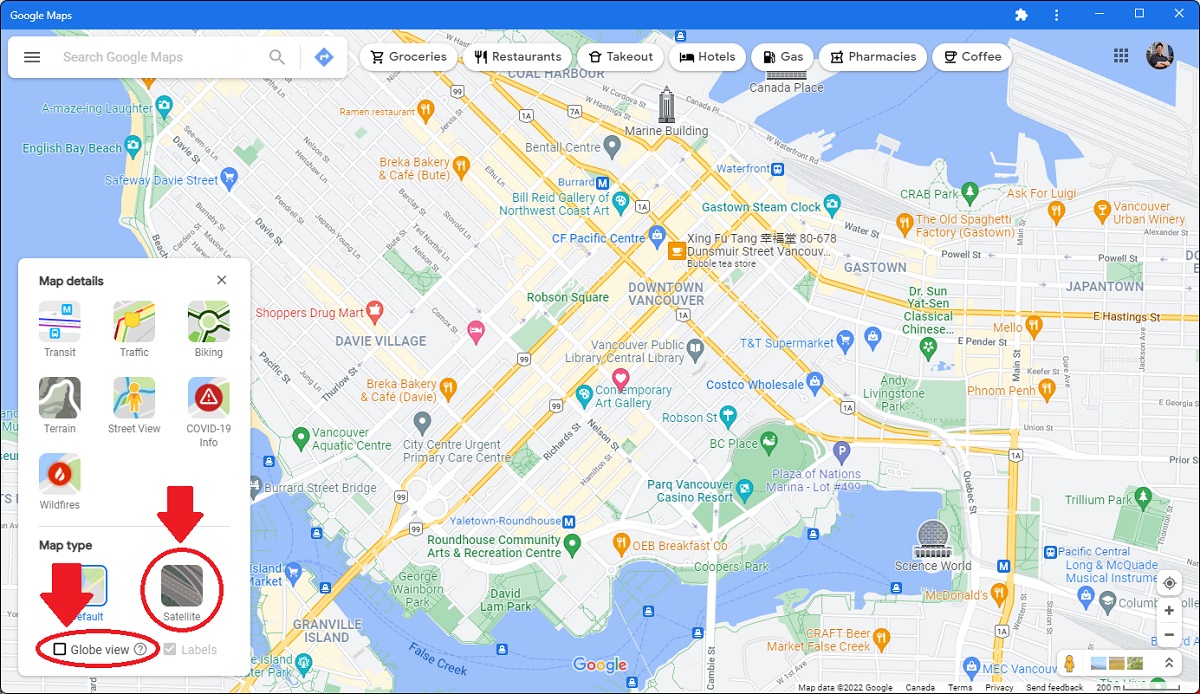 rotate a google map on pc or mac 3