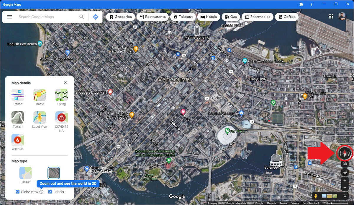 faire pivoter une google map sur pc ou mac 4.1