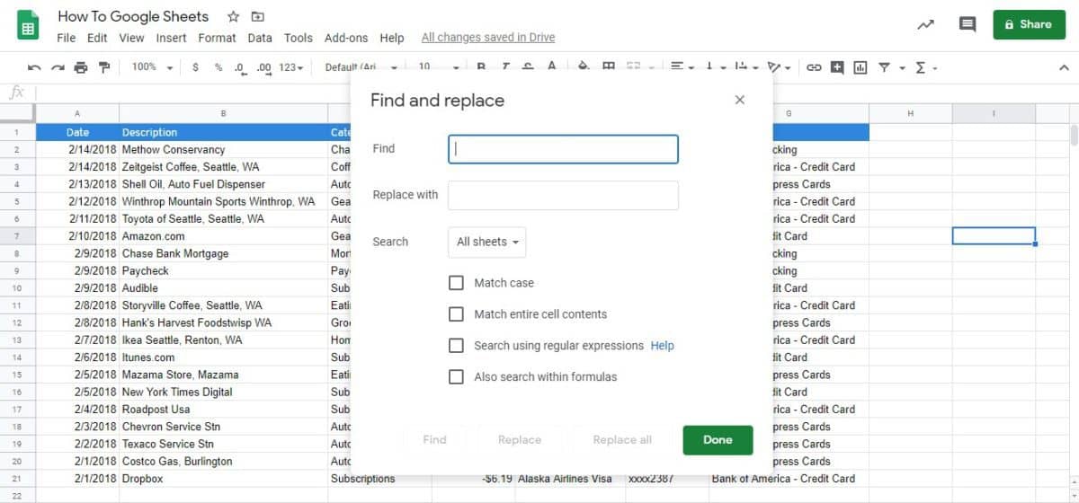 find and replace google sheets 2