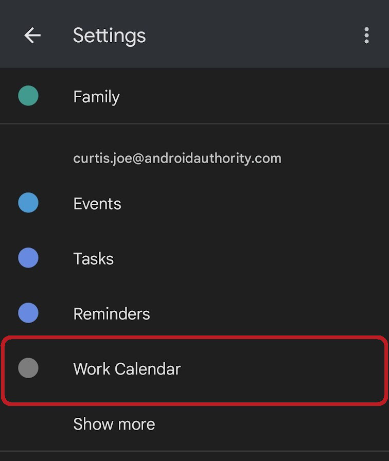 select the calendar you wish to change
