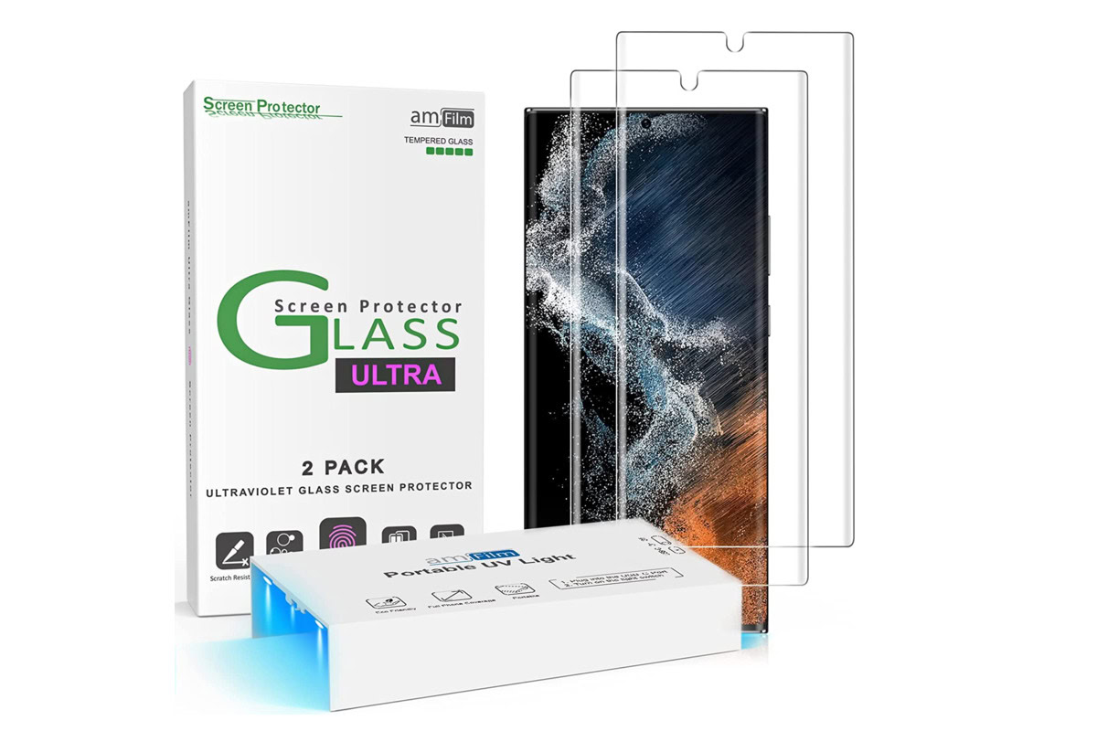 Whitestone Dome 2 Pack Tempered Glass Screen Protectors with UV Lamp - for Samsung Galaxy S23 Ultra