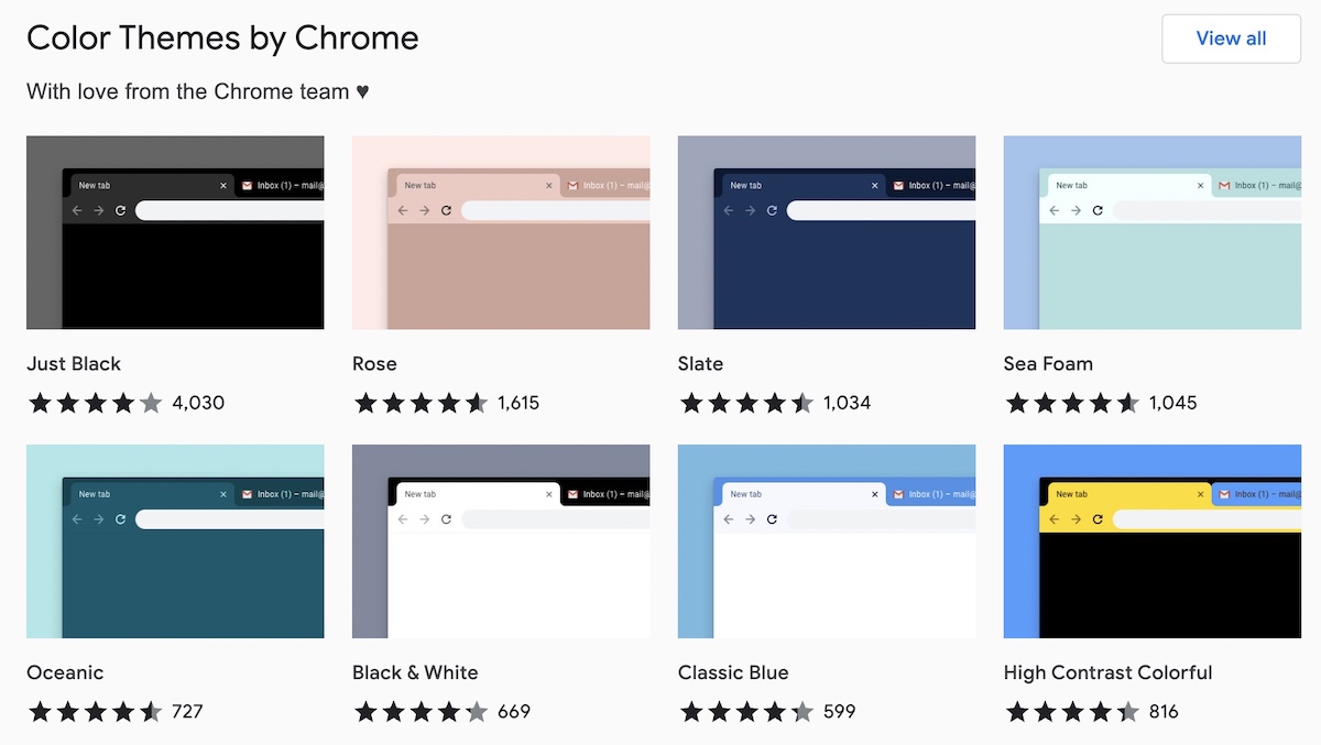 chrome online store themes